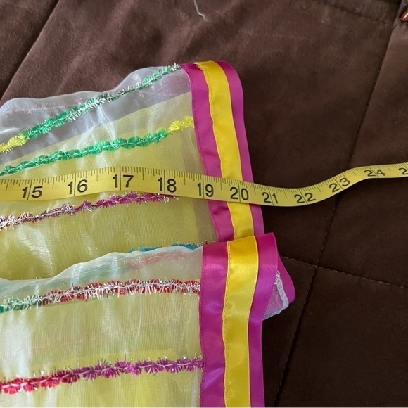 Revolution dance wear yellow & pink outfit costume, MC, 2 hair bows, lace trim. - Picture 3 of 16